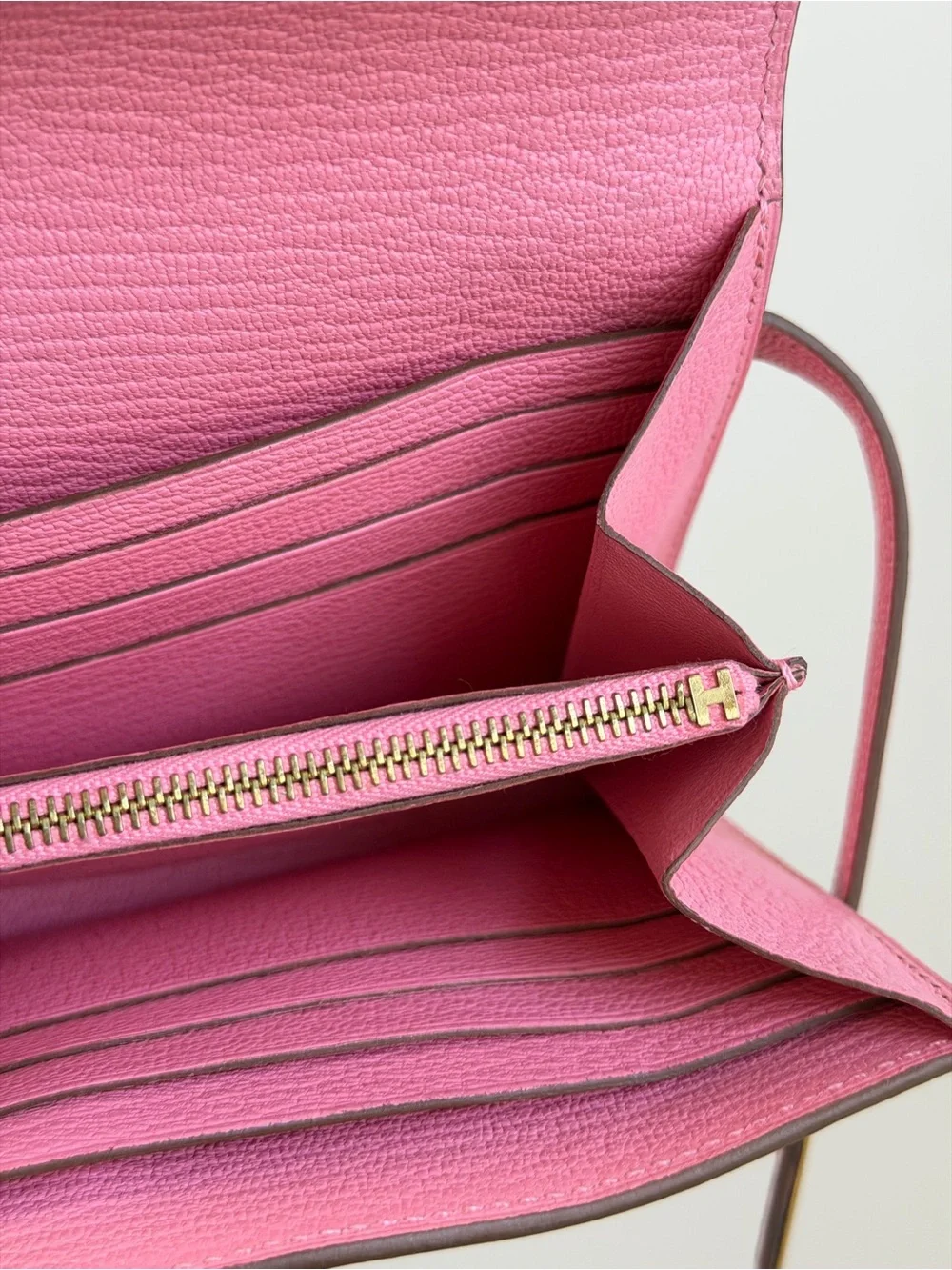 Hermes Pink Kelly Wallet with Gold Hardware 2014